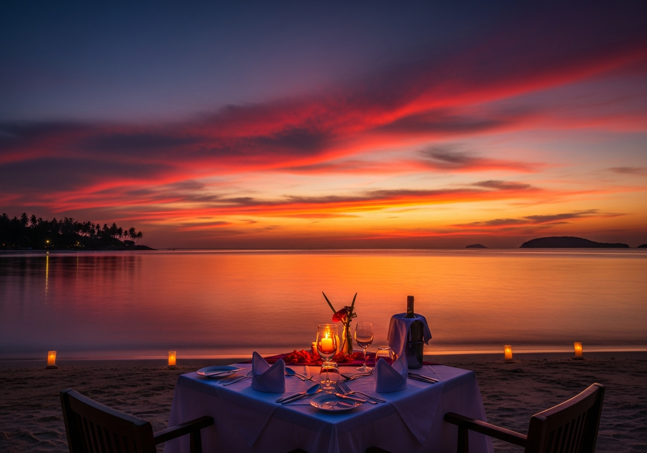 La mejor cena al atardecer en Koh Samui